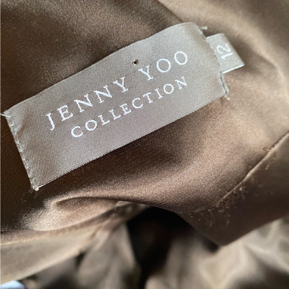 Jenny Yoo Collection 100% Silk Chiffon Brown Bridesmaid Formal Gown 12 - Picture 10 of 13